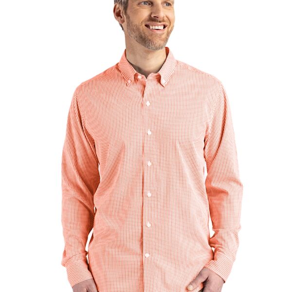 Cutter & Buck Skyline Epic Confidence Recycled Gingham Mens Long Sleeve Dress Shirt Thumbnail