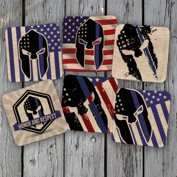 Blue Line American Spartan Set of 6 Square Coasters Thumbnail