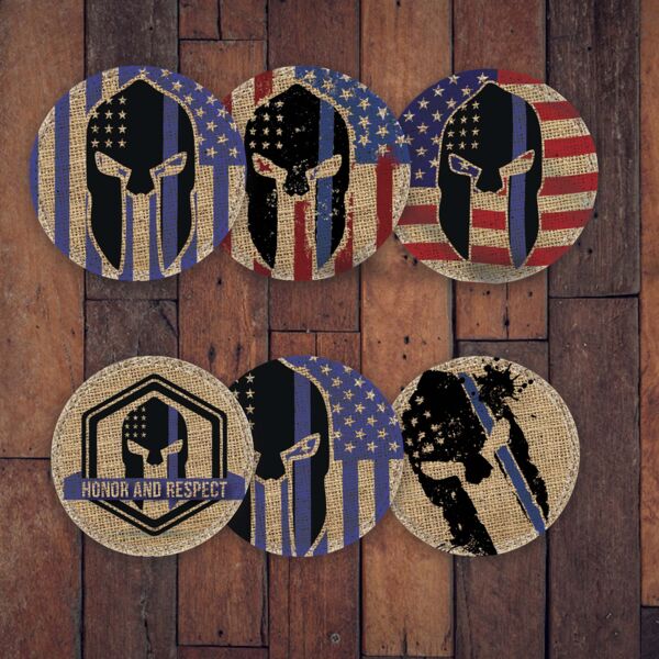 Blue Line American Spartan Set of 6 Circle Coasters Thumbnail