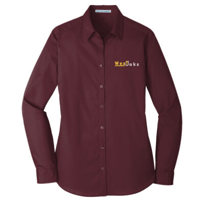 Adult Ladies Long Sleeve Carefree Poplin Shirt. Thumbnail