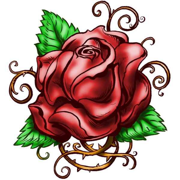 Rose with Leaves and Vine Thumbnail
